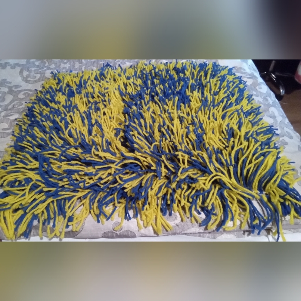 Blue and Yellow Shaggy Rug